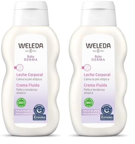 Weleda – White Mallow Body Milk, Intensely Hydrates Flaky Skin, Soothes Itching, Wild Thought and White Mauve, Hypersensitive and Atopic Vegan Skin - 200ml (Pack of 2)