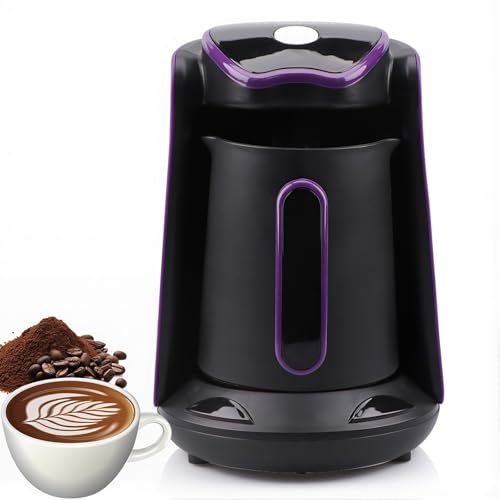 Cafetera Eléctrica 600W, Cafetera Griega Árabe Turca, Cafetera Cervecera Incluye 500Ml, 4 Tazas de Café Apagado Automático Para Oficina en Casa purple