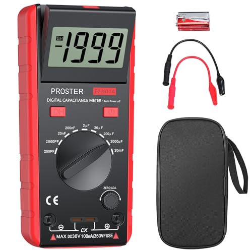 Proster Misuratore Capacità Digitale 200pF-20mF Strumento Multifunzione Portatile per Misurare Capacità Multi Tester Strumento di Misura della Gamma Manuale Ideale per Elettronica e Riparazioni