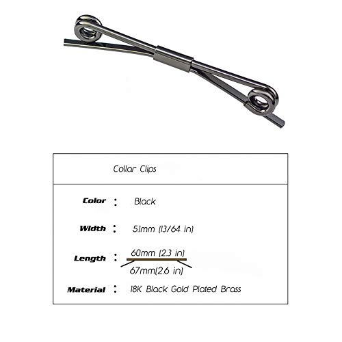 Tight Necktie Tie Clips Collar Bar Shirt Collar Stay Tie Pins Cravat Clips Silver Gold Black Tone Metal Collar Pin Jewelry Accessories For Men (Black) #TOP3
