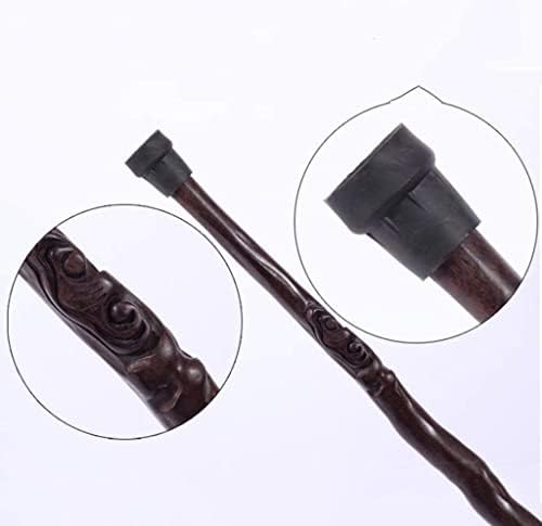 Miniatura 2 de Bastón de madera maciza de caoba, bastón de madera maciza de ébano, material entero Ganoderma Lucidum, adecuado para regalo de ancianos, muleta de