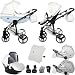 Novità! Originale Junama Diamond Candy Line v2 TRIO Passeggino Combinato 3in1 Exclusive Prams (02 bianco - blu)