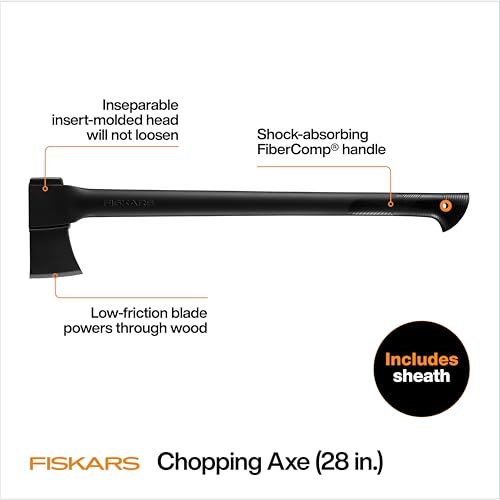 Image of Fiskars 28 inch Chopping Axe, Ultra-Sharp Blade for Kindling with Ease, Weight Balanced, Garden and Outdoor Gear, 3.5 pounds, Black