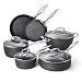 COOKSMARK 10-Piece Pots and Pans Set Induction Nonstick Hard-Anodized Aluminium Dishwasher Safe Cookware with Glas Lids Kingbox Black