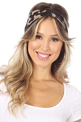 Sweetkie Twist Front Headbands - Cute Head Wraps Perfect For Yoga, Workouts, Daywear, Happy Hour - Fashion Accessory For Women, Girls, Teens - Snake, Camouflage thumb #3