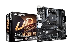 GIGABYTE Placa Base A520M DS3H V2 – Soporta CPUs AMD Ryzen Serie 5000 AM4, hasta 4733 MHz DDR4 (OC), PCIe 3.0 x16, LAN GbE, USB 3.2 Gen 1