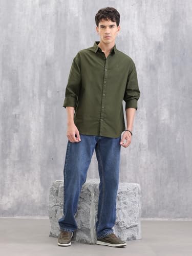 Image of WROGN Men's Pure Cotton Shirt | Solid | Oversized Fit
