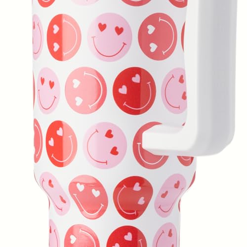 Image of Simple Modern 40 oz Trek Tumbler with Handle and Straw Lid | Cup Holder Friendly Insulated Stainless Steel Travel Mug | Happy Heart Eyes