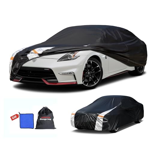Image of Nissan 350Z Car Cover 100% Waterproof All Weather, Gift with Towel, 10 Layers Car Cover Custom Fit 2003-2026 Nissan 350Z /370Z Roadster /Coupe, Full Exterior Cover Rain Sun UV Protection with Zipper.