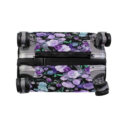 Luggage Protector Suitcase Cover Cute Purple Flowers Watercolor Leaves Personalized Animal Print Travel Suitcase Accessories, L, Fits 26-28 Inch Case 5
