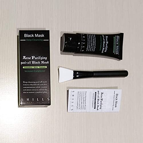 Shills Charcoal Black Mask, Peel Off Mask, Charcoal Mask, Black Peel Off Mask, Deep Cleansing, Purifying, Activated Charcoal Black Mask With White Brush #TOP3