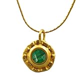 0.7" Green Emerald Genuine Gemstone Pendant Necklace Chain Choker Custom Women 24K 18K 14K Gold Plat