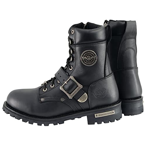 Milwaukee Leather MBM101-BLK-12 Men'S Black Leather Lace-Up Engineer Motorcycle Boots W/Buckles And Side Zipper Mbm101-12 thumb #5