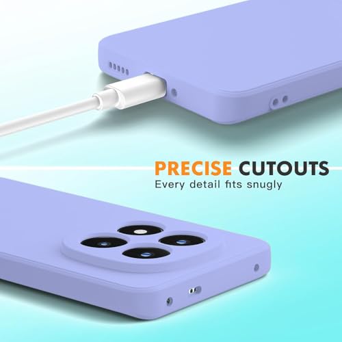 Image of DIZORO Compatible with Mi Redmi Note 14 Pro 5G Back Cover with Upgraded Square Edges for Camera Protection Shockproof Flexible Matte Liquid Silicone Mobile Phone Case (Purple)