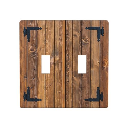 Wood Retro Rustic Double Light Switch Cover Plates Decorative 2 Gang Wall Plate Double Toggle Lightswitch Cover