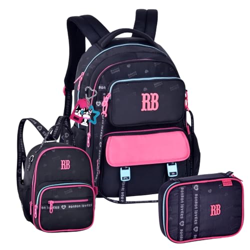 Kit Mochila de Costas Com Bolsinha Rebecca Bonbon Original Lancheira e Estojo (PRETA)