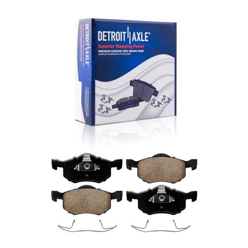 Image of Detroit Axle - Front Drilled & Slotted Brake Kit For 2001-2007 Ford Escape | 2001-2006 Mazda Tribute, 2005-2007 Mercury Mariner, Brake Rotors Ceramic Brake Pads Replacement 10.94 inch inch Front Rotor