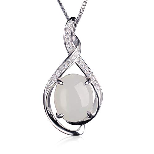 Collier en Argent 925 et Véritable Jade Hetian pour Femme | Bijou Raffiné Fait Main