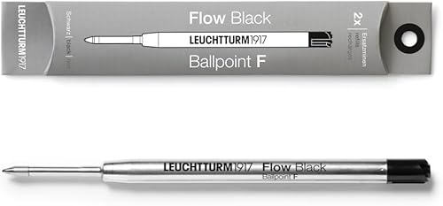 LEUCHTTURM1917 - Recambios estilo Parker para Drehgriffel Nr 1 - Prueba de documentos ISO 15727-2 (paquete de 2, punta fina, negro)