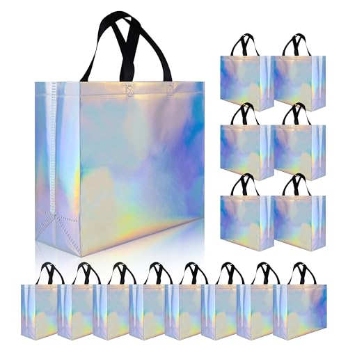 Glossy Iridescent Reusable Gift Bags (15 Pcs)