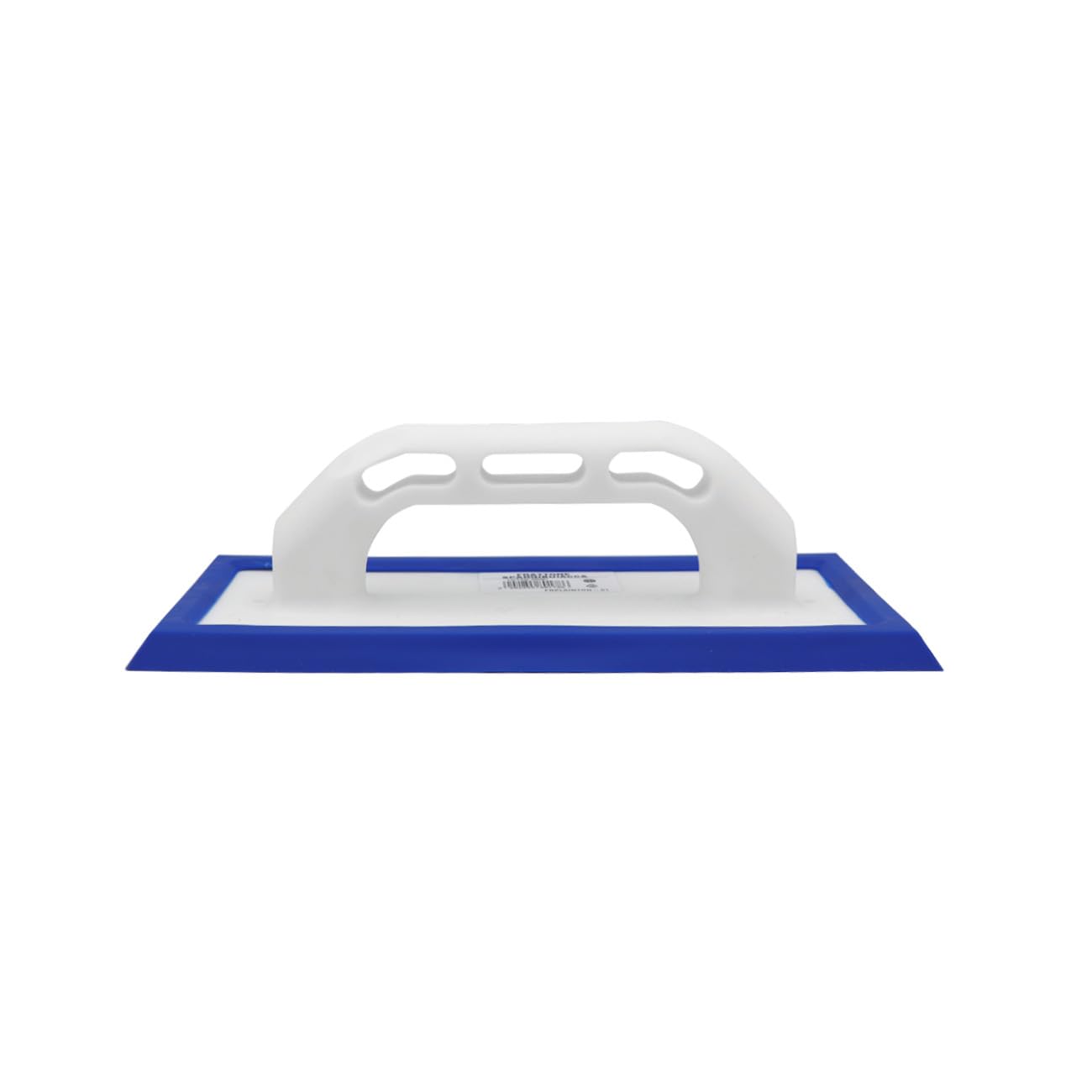3220 Frattazzo in caucciu con manico ergonomico. Dimnsioni 250x110 mm. Colore bianco/blu