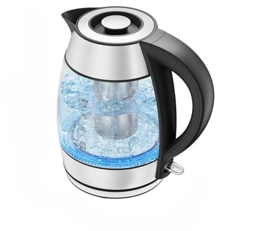 Hervidor eléctrico de vidrio 1.8L con infusor de té miniatura 1