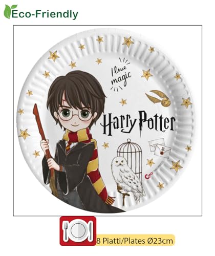 Vajilla de fiesta Harry Potter eco-friendly de papel compostable con vasos y platos 5