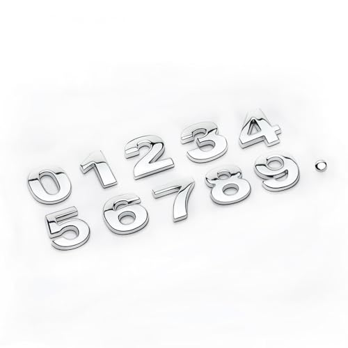 srasakan 車用 立体 エンブレム ステッカー 装飾 ドレスアップ 外装 パーツ 文字 数字 ナンバー 記号 ステッカー （シルバー, 11個入り）