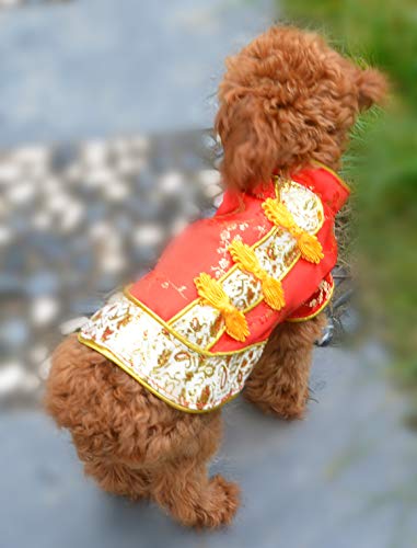 Lovelonglong 2019 Dog Costumes Cheongsam Qipao Dresses For Small Dogs Pet Tang Dynasty Costume For Pomeranian Papillon S Red #TOP7