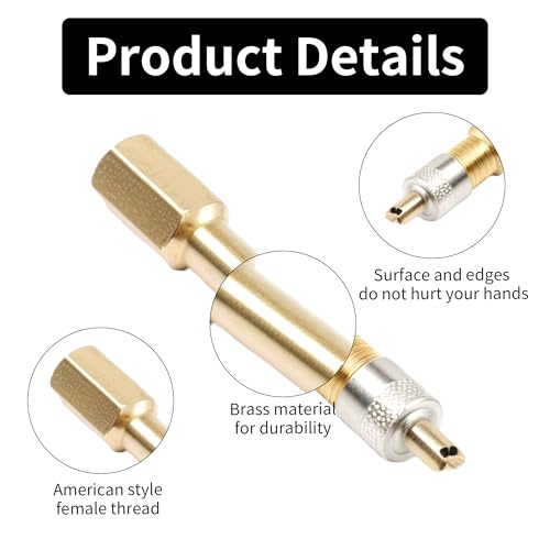 Image of Valve Stem Extension, 50mm /1.97 inch Heavy-Duty Brass Tire Adapter with Straight Bore Design, Universal Fit for Car /Truck /Motorcycle /Bike /Mower /Scooter, Air Inflation Extender Kit (2-Pack)