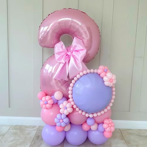 Image of Pastel Pink 2 Balloon Number,40 Inch Light Pink 2 Balloons Large Helium Foil Mylar Number 2 Balloon for Birthday Party Anniversary Decorations