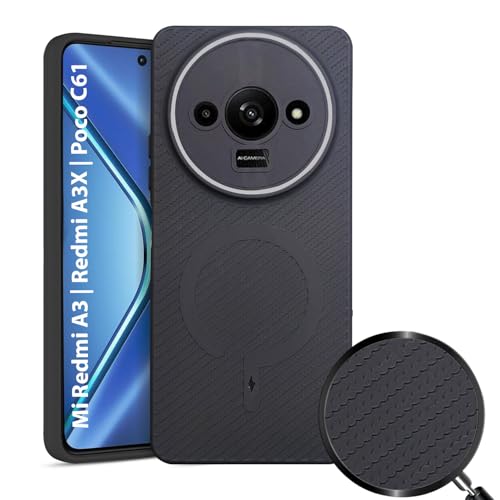Image of LIRAMARK Rugged Carbon Fibre TPU Armor Silicone Back Cover Case for Mi Redmi A3 | Redmi A3X | Poco C61
