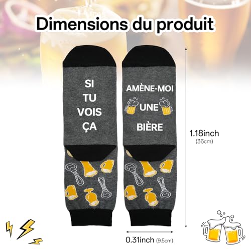 Bafiwu Chaussettes De Bière Pour Hommes 43-46, Chaussettes Amusantes