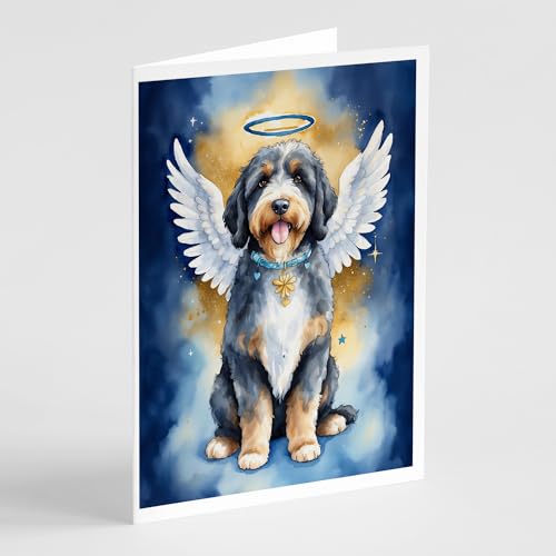 Caroline's Treasures Bernedoodle My Angel Greeting Cards Pack of 8 Blank Cards with Envelopes Whimsical A7 Size 5x7 Blank Note Cards