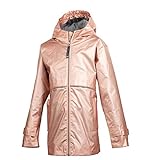 Charles River Apparel Girls' New Englander Rain Jacket, Rose Gold/Reflective, L