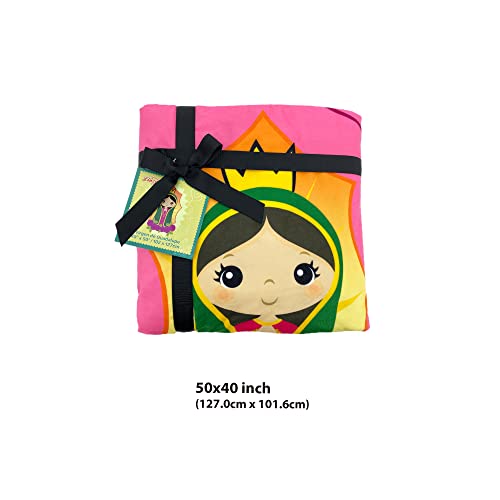 Image of Linzy Plush Virgin Mary Our Lady of Virgen de Guadalupe Baby Double Blanket, Super Soft Baby Double Blanket (50x40 Inch), Pink, 62312