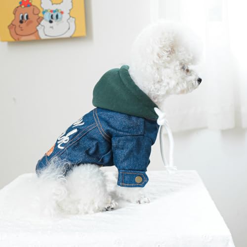 Camisa con capucha de mezclilla para perro pequeño miniatura 2