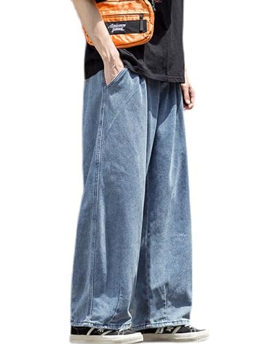 COOLMONAR Men's Loose Fit Baggy Jeans Casual Streetwear Wide Leg Oversized Denim Pants