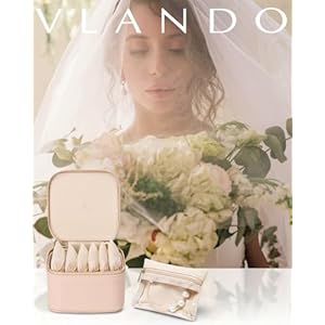 Vlando Travel Jewelry OrganizerJewelry Travel Case with 6 Velvet Zipper Jewelry Bags Gift Ideas for Birthday Wedding Graduation Khaki