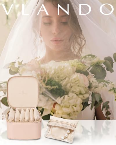 Vlando-Travel-Jewelry-OrganizerJewelry-Travel-Case-with-6-Velvet-Zipper-Jewelry-Bags-Gift-Ideas-for-Birthday-Wedding-Graduation-Khaki Vlando Travel Jewelry OrganizerJewelry Travel Case with 6 Velvet Zipper Jewelry Bags Gift Ideas for Birthday Wedding Graduation Khaki