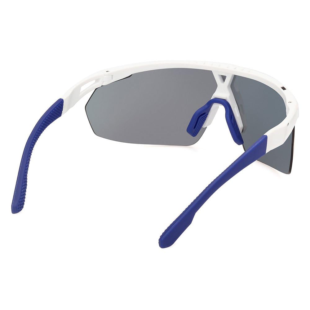 adidas Sport SP0094 Sonnenbrille Herren und Damen, Unisex Sportliche Dünne und Leichte Sonnenbrille, Bildschirm Linsenform, Inklusive Etui, Violette Farbverlauf Gläser, Weiß