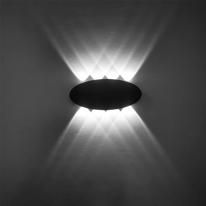 MHYSAA Buitenwandlamp, ovale 8W LED moderne wandlamp, buitenwandarmatuur veranda patio lamp tuingang waterdicht wandapparaat voor boven - en onderverlichting buiten