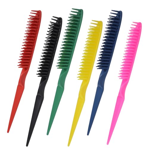6 Peines Rat Tail Estilizado 3 Filas para Pelo Rizado miniatura 1