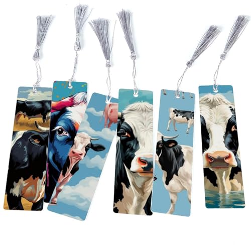 Marque-pages vache en métal lot de 6 pour amateurs de lecture