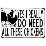 Stmoau Divertido letrero de metal vintage con diseño de pollo, decoración de pollo para casa de campo