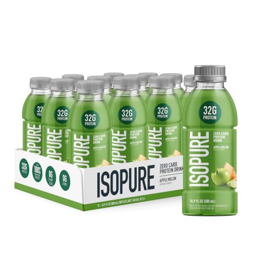 Image of Isopure Zero Carb 32g Clear Protein Ready-to-Drink, Whey Protein Isolate, Apple Melon,12 Pack (Packaging May Vary)