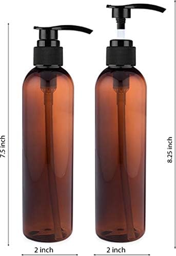BRIGHTFROM Lotion Pump Bottles, Empty 8 OZ, BPA-Free Refillable Plastic Containers, Amber with Black Dispenser for - Soap, Shampoo, Lotions, Liquid Body Soap, Creams and Massage Oil (3 PACK)