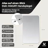 MAGATI Handspiegel aus Kunststoff (8x4.5cm, 1 Stück) – Praktischer, doppelseitiger Taschenspiegel für unterwegs – Vielseitiger Mini Spiegel kompakt passend für die Geldbörse – Ansicht 7