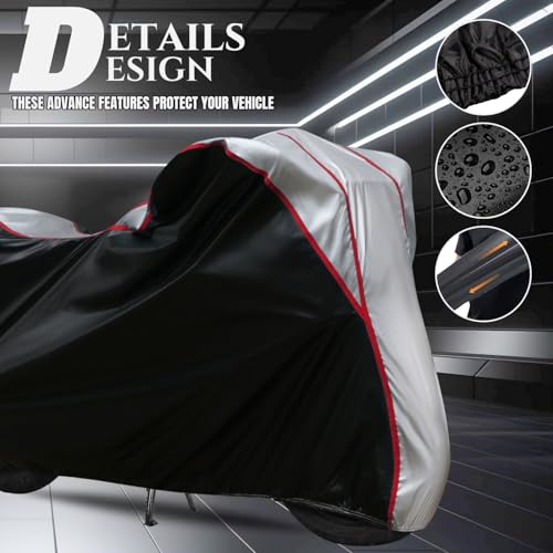 Image of All Weather Protection Two Wheeler Cover for TVS iQube Electric, Scooter & Scooty | Anti Dust, 100% Water Resistance, Heat Resistant, UV Proof - Triple Stitched | (Black Top Silver)