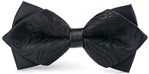 Flairs New York Gentleman's Diamond Pointed Pre-Tied Bow Tie (Midnight Black Paisley)
